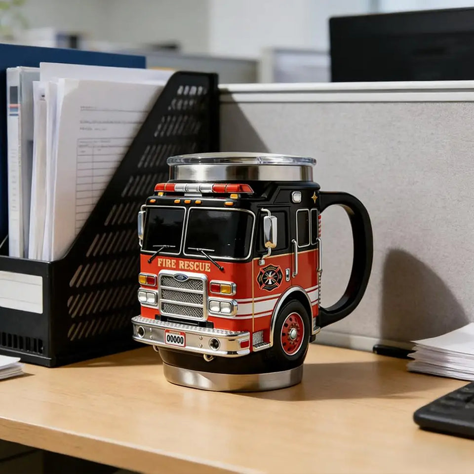 Fire Truck Model Stainless Steel Coffee Mug Rare Car Style Beer Milk Water Cup Home Party Table Decoration New Year Gifts