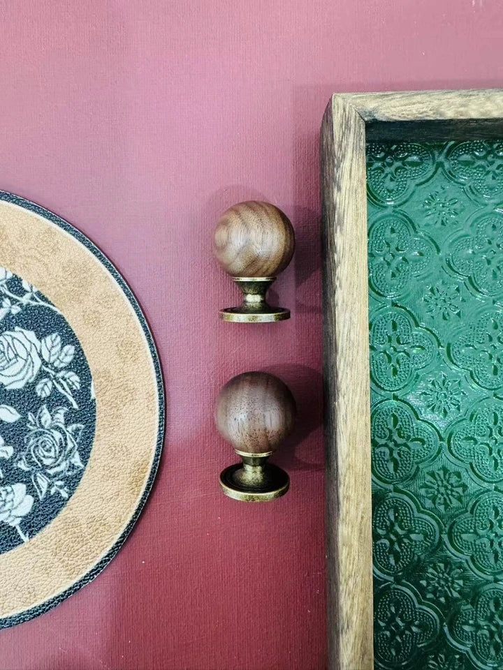 The Furniture Is Made Of Antique Walnut Wood With Solid Brass Small Handles Wardrobe Handles Kitchen Drawers Single-Hole Knobs