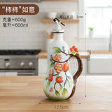 Hand-Painted Ceramic Seasoning Bottle Bird Flower Fruit Soy Sauce Vinegar Oil Bottle Coffee Table Wine Cabinet Decoration