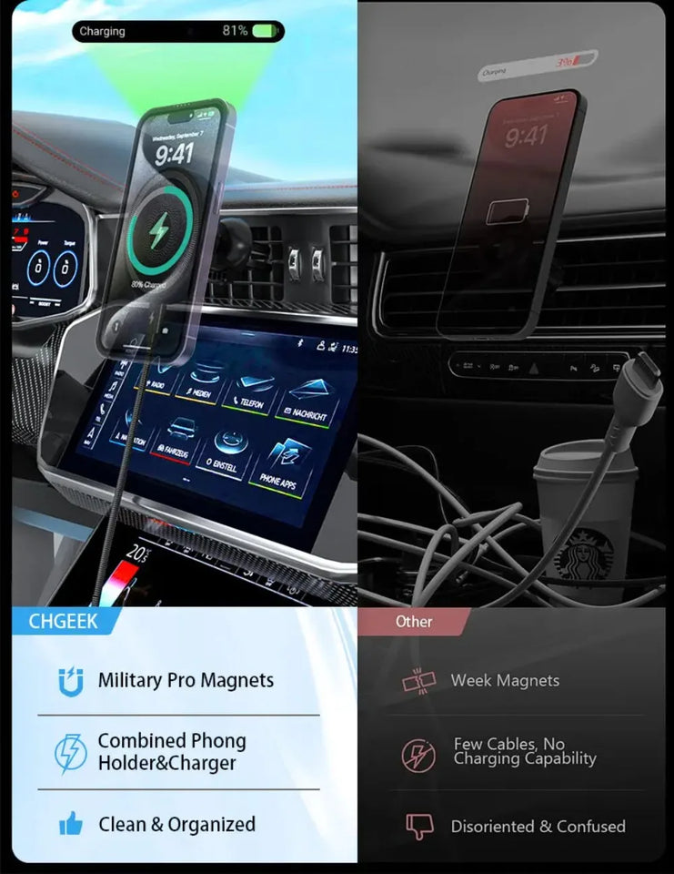 Magnetic Wireless Charger Car 360 Rotation Air Vent Phone Holder Stand Fast Charging Mount For iPhone 17 16 15 14 13 12 Pro Max