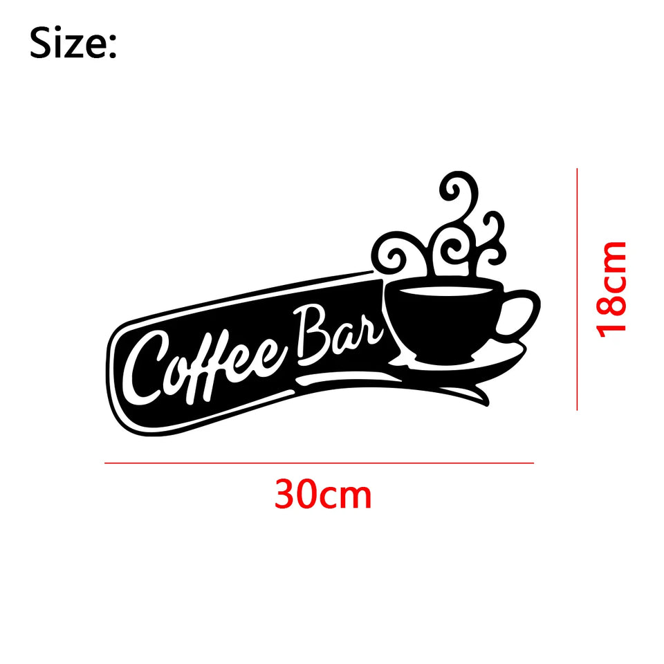 Home Coffee Cup Wall Decor, Iron Metal Coffee Silhouette Signs Wall Art for Coffee Bar Shop Wall Hanging Plaque Décor
