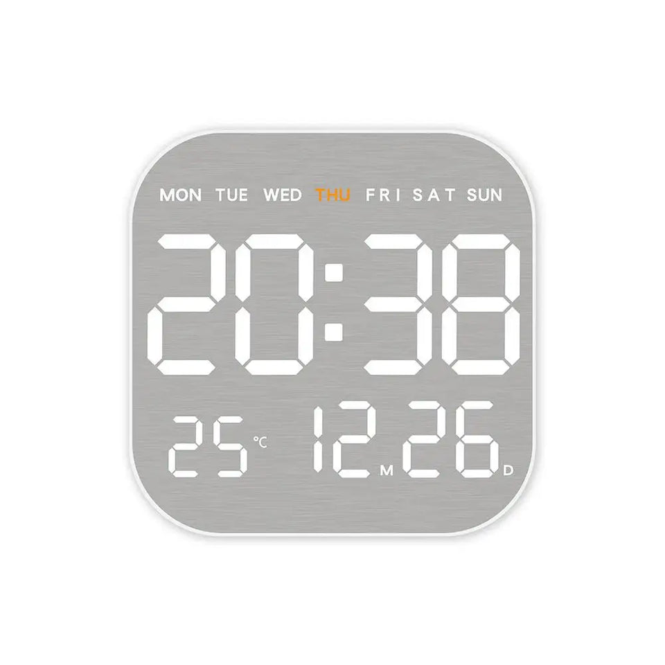 Metal Brushed Wall Clock Multifunctional Electronic Clock LED Electronic Alarm Clock Minimalist Alarm Clock LED Electronic Clock