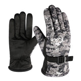 Mens Bike Gloves Full Finger Ski Gloves Cycling Gloves for Winter (Camo Grey)