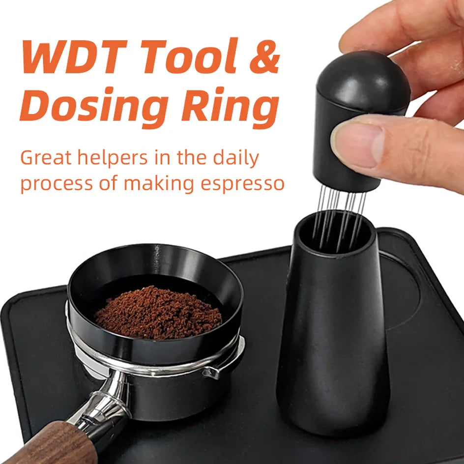 Espresso Coffee Stirrer WDT Distribution Tool Stainless Steel Needles Coffee Powder Distributor Dosing Ring Barista Accessories