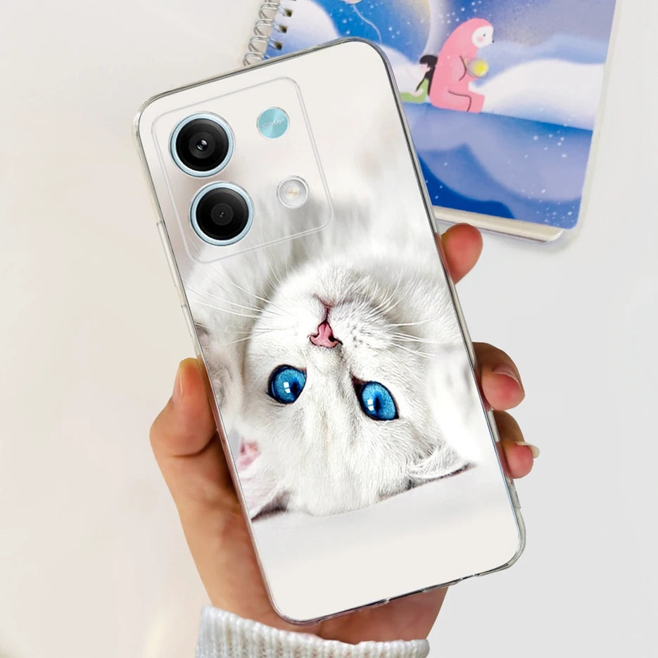 For Xiaomi Redmi Note 13 4G Case Cute Cat Butterfly Cover Soft Silicone Phone Case For Redmi Note 13 Pro Plus Note13 Full Bumper