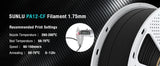 SUNLU PA12-CF 3D Filament Carbon Fibre Nylon Heat Resistant Wear Resistant 1.75mm 1kg Spool Engineering Filament