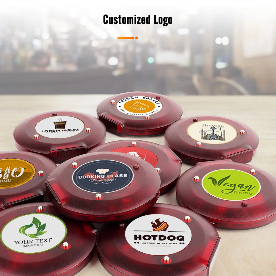 RETEKESS T119 Wireless Restaurant Paging System Coaster Vibrater Buzzer Receiver 2-Way Charge for Cafe Food Trucks