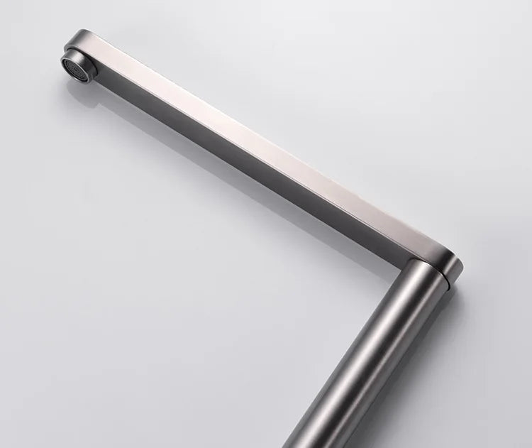 Hidden Lifting Folding Kitchen Faucet 304 Stainless Steel Sink Faucet Hot and Cold Mixed Water Separate Sink Tap Dual Holes