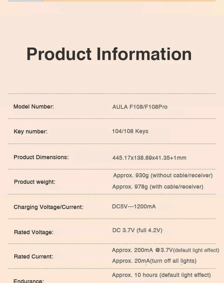 AULA F108 pro Wireless Bluetooth Keyboard Macro Gaming keyboard Gasket Hot-swap Full Size Keyboard with TFT Smart Display