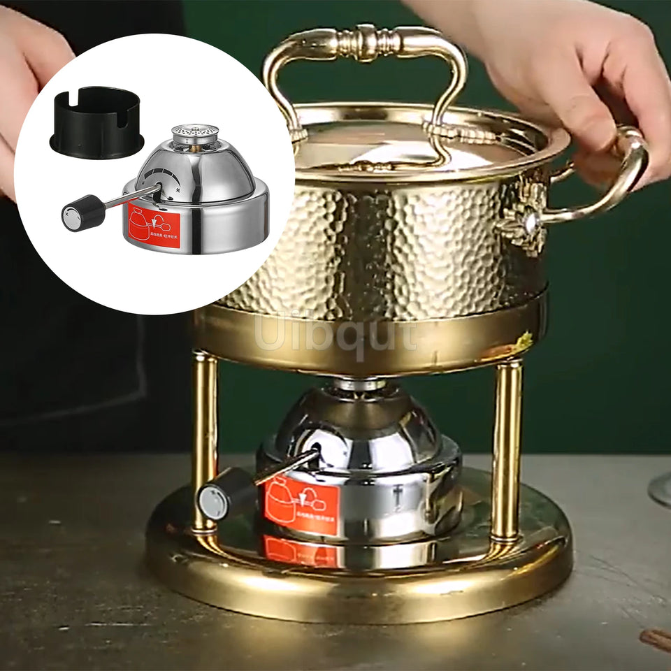 Butane Mini Burner Portable Gas Burner Inflatable Coffee Brewing Stove with Gas Valve Pipe Butane for Trekking Hiking and Picnic