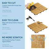 Acacia Wood Connected Deck Tiles for Patio & Outdoor Decor, 12"x12" Firm Weatherproof Non-Slip Wooden Flooring, 22/33 Panels