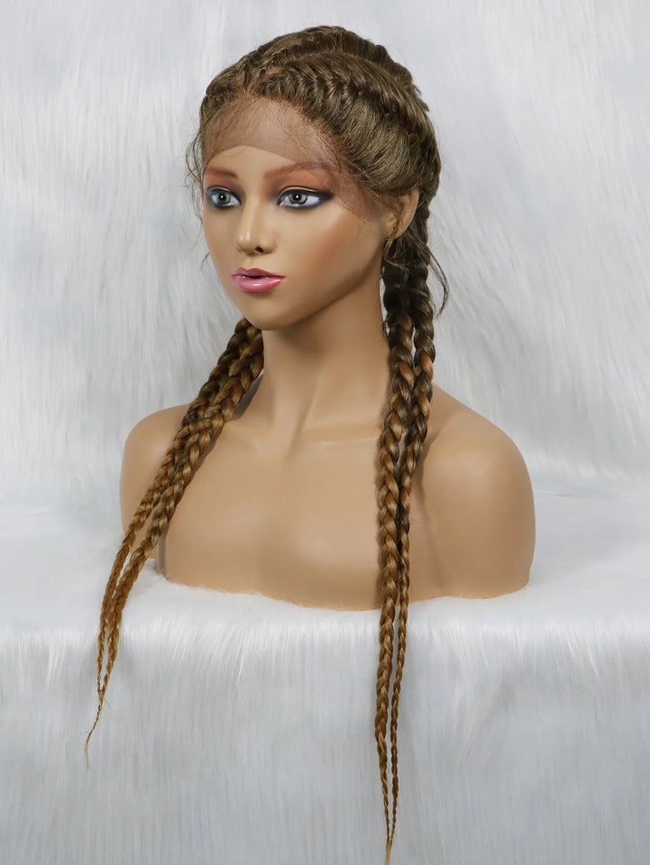 KIMA New Arrival 26 Inches Braided Wigs Synthetic Lace Front Hair Wig With Baby Hair for Black Women