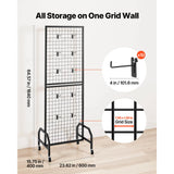 SucceBuy Grid Wall Panel Wire Grid Panels Display Rack Movable Art Display Shelf with Wheel Carbon Steel Gridwall for Craft Show