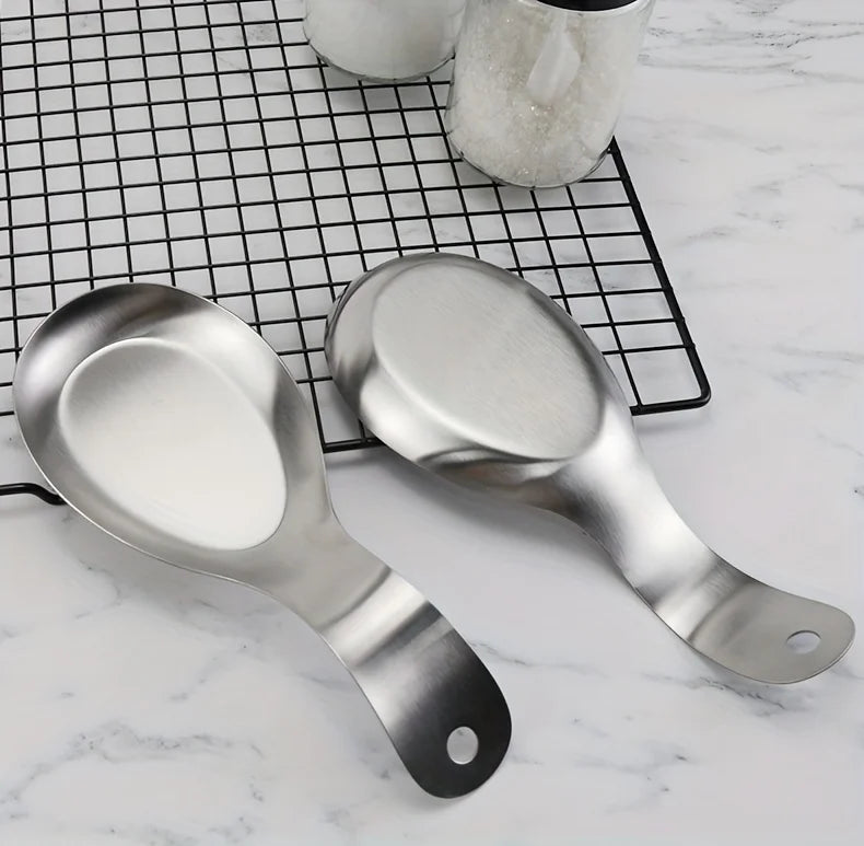 1pc Durable Stainless Steel Soup Spoon Rest Tray-Sleek, Simple Design for Home Commercial Use | Holds Spoons Small Kitchen Tools