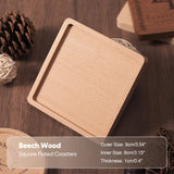 Wood Coasters for Drink Beech Coasters Heat Resistant Round Non-slip Pad Cup Coasters Tea Coffee Cup Pad for Home Table Kitchen