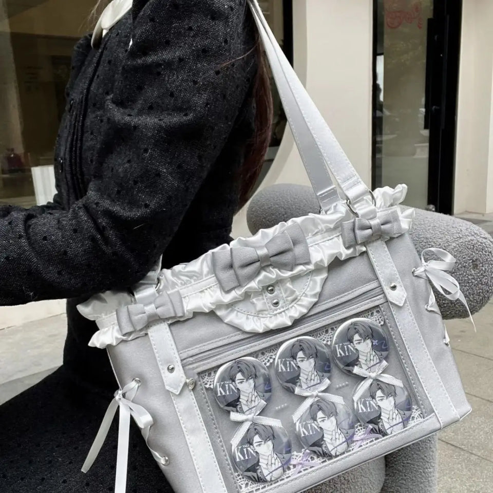 New Fashion Design for Girls Y2K Ulzzang Ita Bag Sweet Preppy Style Shoulder Bag for Women Large Capacity Ribbon Bow Tote Bag