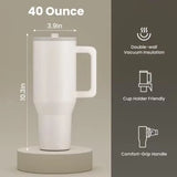 40 oz Insulated Tumbler with Handle Straw Double Wall Vacuum Leakproof Thermal Iced Travel Mug Hot Drink Coffee Cup with Lid