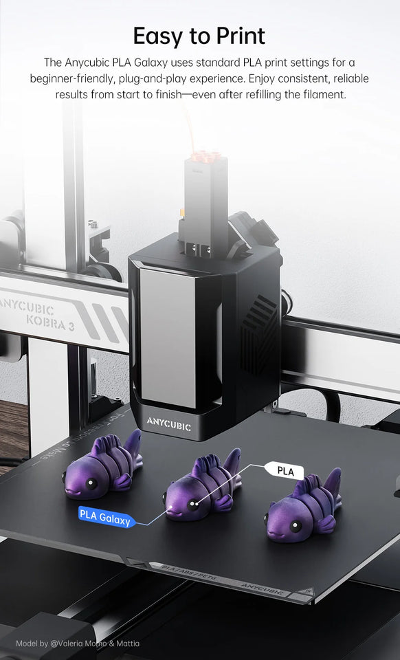 ANYCUBIC PLA Galaxy Filament Starry Effcet 3D Printer Filament Dynamic Colors PLA FDM Kobra 3 combo S1 Combo Printing Filament