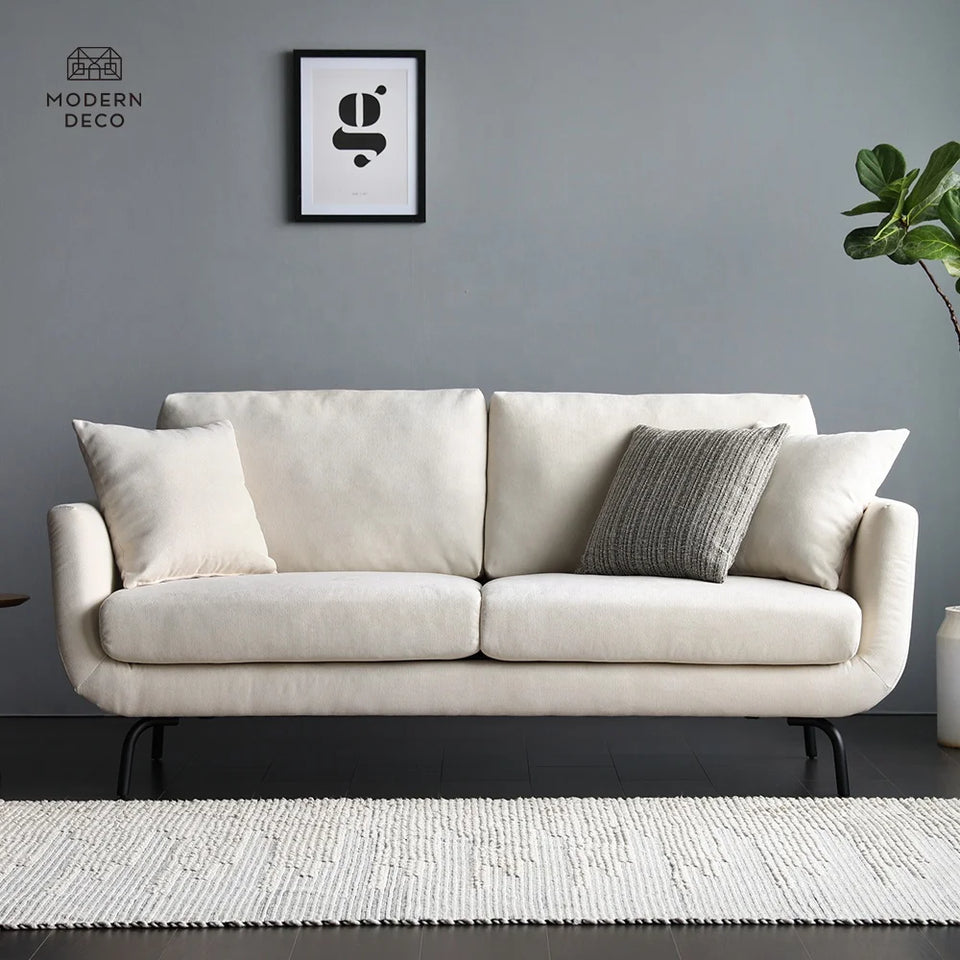Furniture White Living Room 2 Seater Modern Nordic Scandinavian Upholstery Small Comfy High Quality
