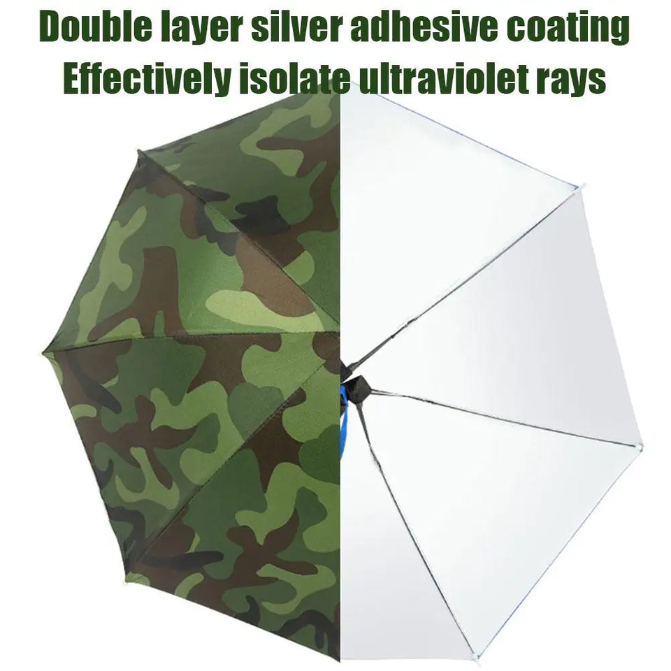 Hands-Free Umbrella Hat For Fishing Sun Protection Head-Mounted Sunshade For Outdoor Gardening Hiking Foldable Rain Cap