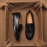 SHOEBOX Retro flat woman loafers new fashion style for spring and autumn 2025, shallow-mouth round-toe genuine leather shoes