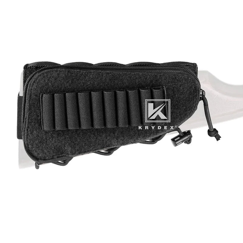 KRYDEX Tactical Rifle Stock Pack For Right Hand Cheeck Pad Buttstock Ammo Holder Hunter Utility Accessories Pouch
