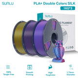 SUNLU Silk PLA PLUS 3D Filament 1.75mm Double Colors Silk Textures Pla+ Gradient Colors Filament for Most FDM 3D Printer 3KG