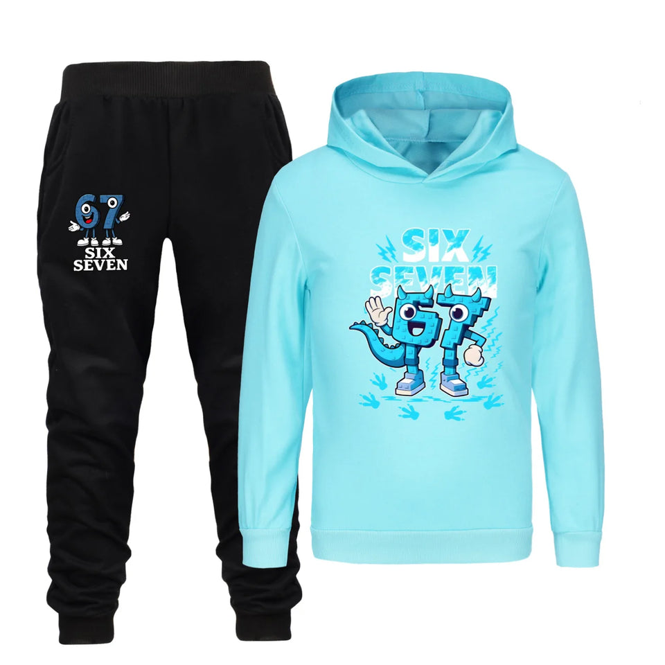 Kids Clothes Steal a Brainrot Six Seven 6-7  Baby Girls Hooded Sweatshirt Pants 2pcs Set Boys Autumn Pullover Tracksuits 5192