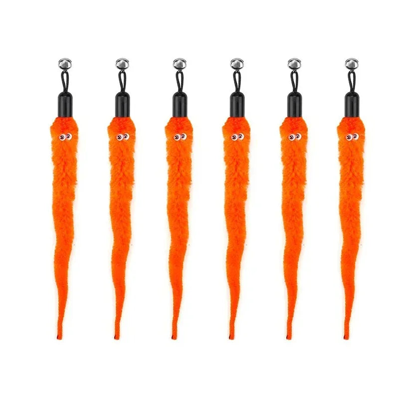 Cat Feather Toy Accessories False Birds Worm Toy with Bell Kitten Cat Toys Interactive Replacement Refill Foam Ball Training