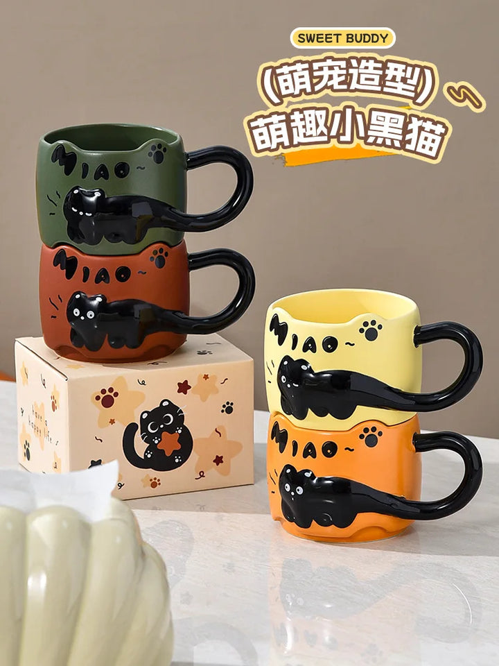 Cup Cat Stacking Cup Creative Mark Cup Drinking Cup For Guests Home Set Handle Ceramic Coffee Cup
