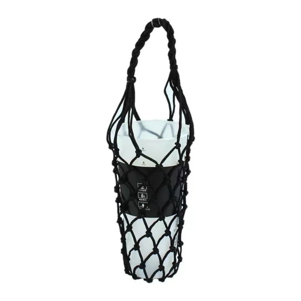 1 Hand Woven Mesh Bag,water Cup,portable Beverage and Coffee Bag,reusablehandheld Kettle Bag, Beverage Bag, Decorative Mesh Bag