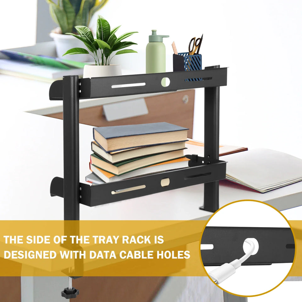 2 Tiers Stainlees Steel Storage rack Clamp-on Desktop Shelf for home storage holder office booksheelf sundries  Organizer