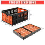 55L Heavy-Duty Collapsible Plastic Crate Foldable Storage Basket with Side Handles, Stackable Design for Food Drinks Books Tools