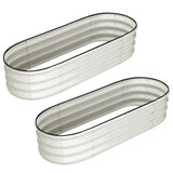 2-Pack Oval Galvanized Steel Raised Garden Bed Open Base Safety Edge Metal Planter Box Raised Beds for Vegetables Flowers Herbs