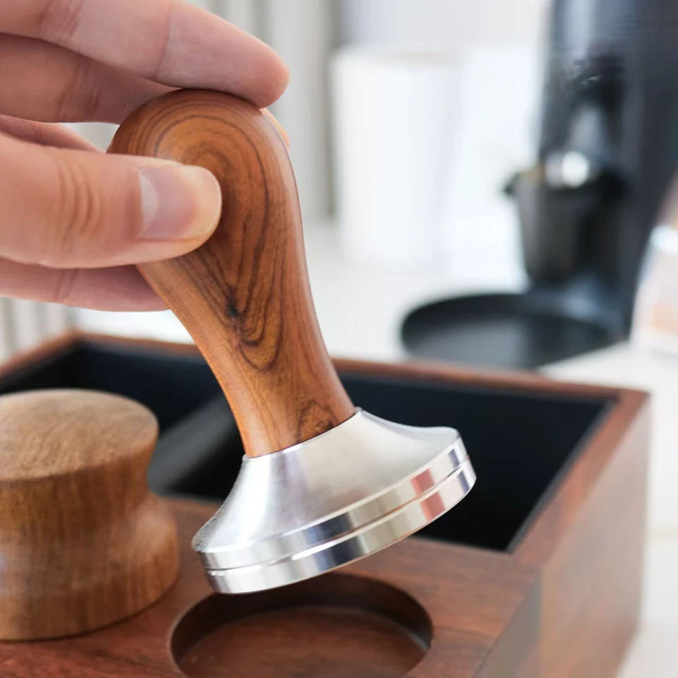 51/54/58mm Espresso Coffee Tamper Solid Wood Handle Stainless Steel for Coffee Espresso Accessories Coffee Barista Tools