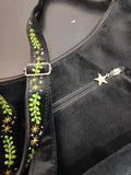 Dark Gothic Witch Plant Embroidered Flannel Shoulder Underarm Bag, Vintage Large Capacity Crossbody Bag,  Bags for Women