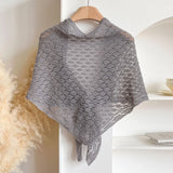 Korean Hollow Out Knitted Shawl Summer Air Conditioning Fake Collar Neck Guard Knit Thin Knotted Cape Shoulder Scarf For Women