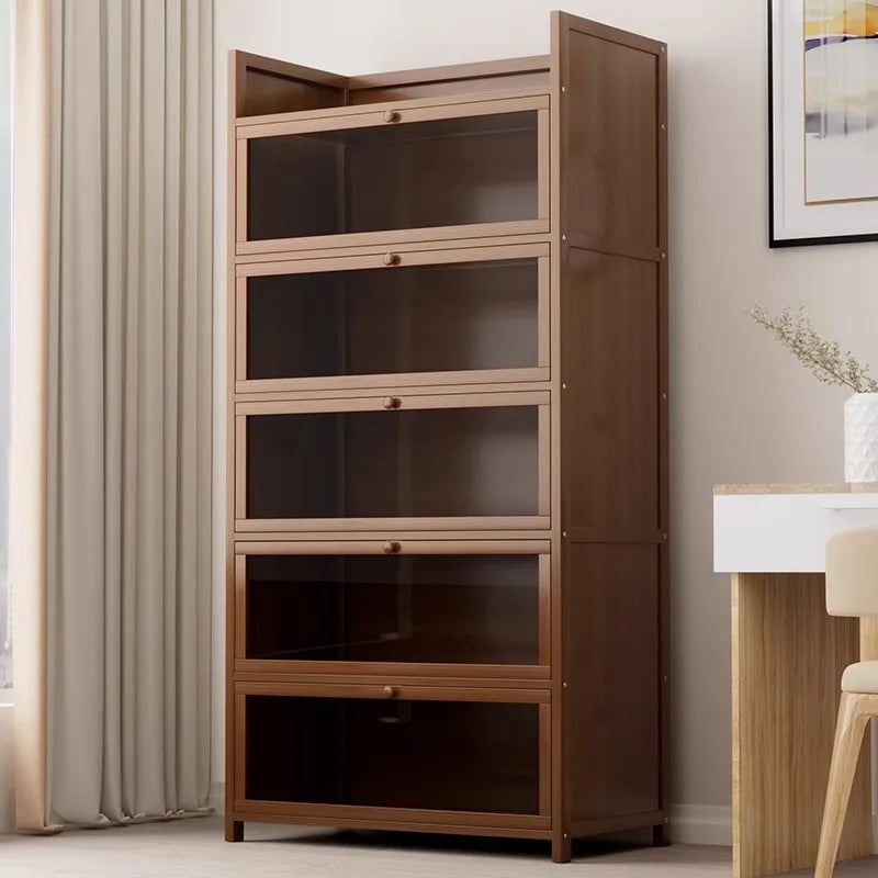 Bookshelf, bookcase, dust-proof floor-standing storage rack, household children and students storage rack with doors