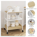 WOLTU 1PC Side Table 3-Tier Coffee Table Rolling Storage Cart with Removable Top Small End Table for Sofa Living Room Storage