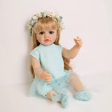 NPK 55CM Lifelike Soft Silicone Vinyl Reborn Toddler Doll Blond Hair Girl Betty Princess Full Body Doll Christmas Gift for Girls
