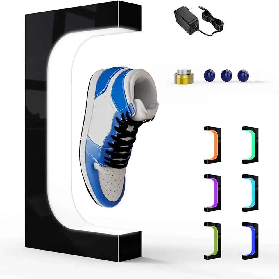 LED Floating Shoe Rack 360 Degree Auto Rotate Display Stand Shoes Shop Sample Showcase Shoes Rack Sneaker Storage