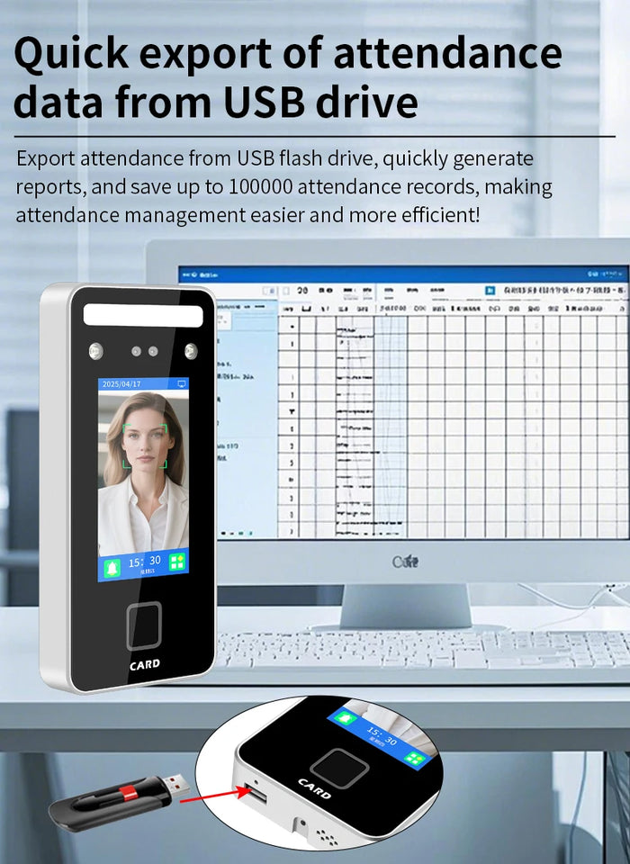 AI-Powered Biometric Fingerprint and Face Recognition 4.3in Turnstile Card Reader for Time Attendance and Access Control