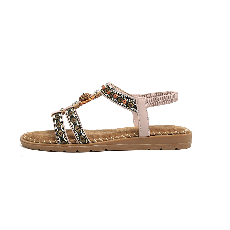 Women's sandals summer bohemian one line elegant slimming anti slip comfortable daily vacation flat beach shoes
