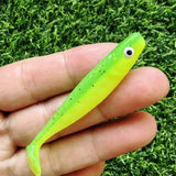 MUKUN 10pcs 60mm 2g Soft Lures Baits Fishing Lure Leurre Shad Double Color Silicone Bait T Tail