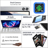 SVITOO Android 16 Tablet 11 Inch Unisoc T615 20GB RAM 128GB ROM 8800mAh Battery WiFi 5 Bluetooth 5.0 GPS Widevine L1 With Case