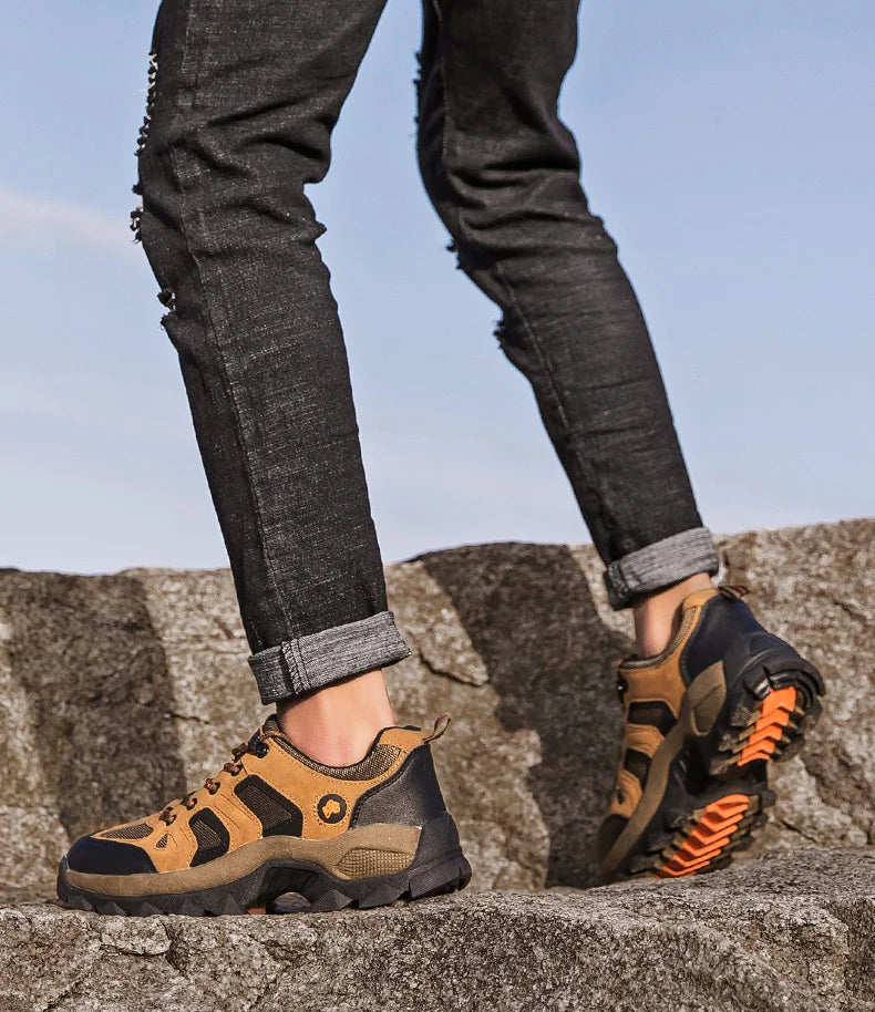 Spring Casual Shoes Men Breathable Comfortable Lace Up Walking Shoes Autumn Classic Outdoor Sneakers Thick-Soled Hiking Shoes