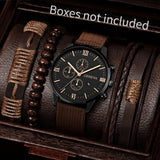 4/5PCS Fashion Men Watches Casual Male's Quartz Watch Bracelets Set Relogio Masculino Reloj Hombre（Without Box）