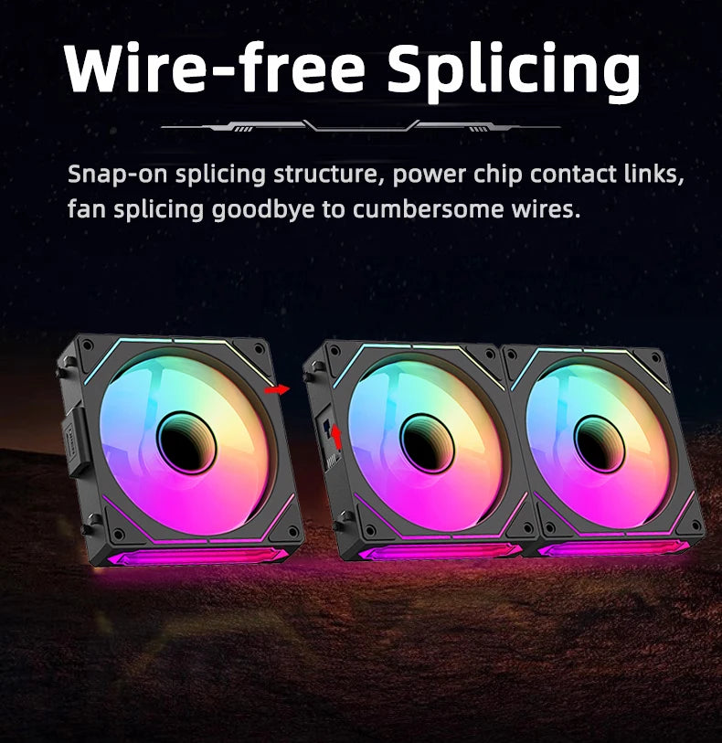 COOLCIRC PC Case Fan 120mm ARGB  Mirror Cycle Light Effect CPU Cooler Fan 4PIN PWM 58.36CFM Fan for Computer Water Cooler