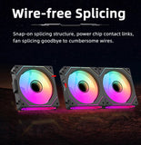 COOLCIRC PC Case Fan 120mm ARGB  Mirror Cycle Light Effect CPU Cooler Fan 4PIN PWM 58.36CFM Fan for Computer Water Cooler