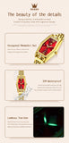 OLEVS Brand Casual Stainless Steel Female Wristwatcch Relogio Feminino Luxury Gold Red Quartz Ladies Watch Fashion Women Watches